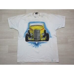 Vintage 1930's Ford Hot Rod Airbrush Art T Shirt (XL) Deuce Coupe Car USA